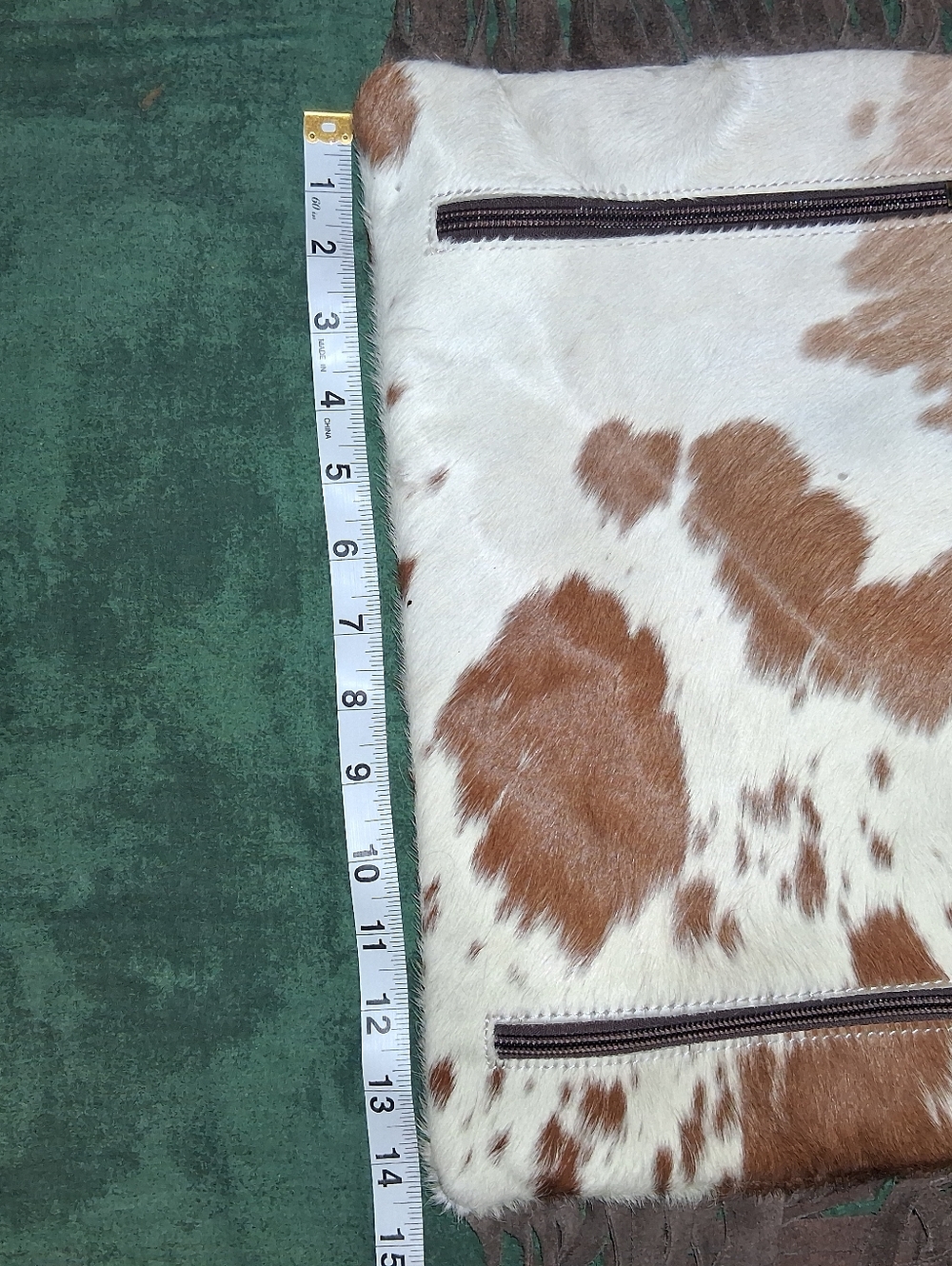 American Darling Tan Leather & Brown/White Cowhide Fringe Shoulder Bag - Picture 14 of 14